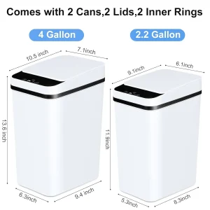 2 Pack 12L & 18L Automatic Trash Can Touchless Motion Sensor - Thumbnail Image 2