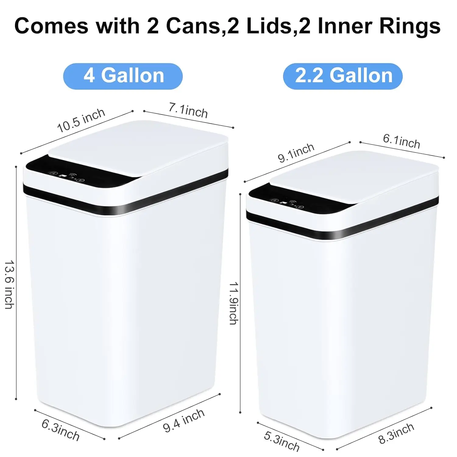 2 Pack 12L & 18L Automatic Trash Can Touchless Motion Sensor - Image 2