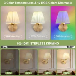 Battery-Powered Wall Light, Wireless Charging Remote Control, Dimmable, - Thumbnail Image 4