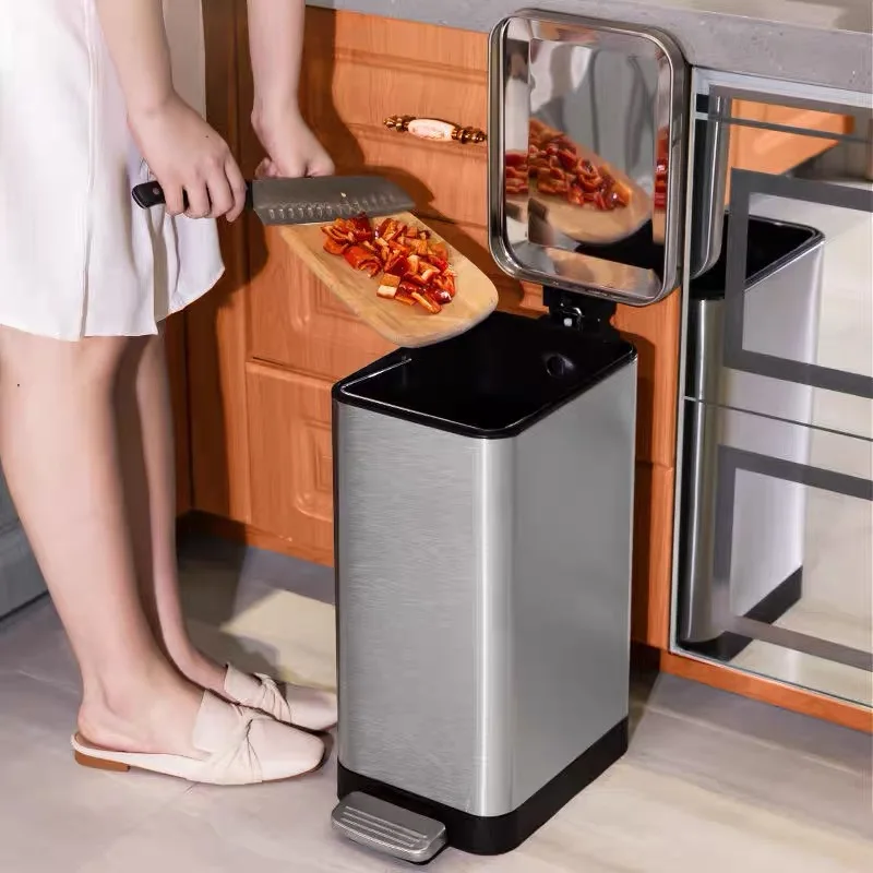 Feet With Lid Garbage Can Household Stainless Steel Large Capacity - Image 3