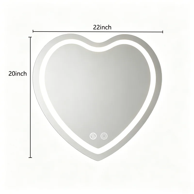Heart-shaped LED Mirror Wall Mount, Anti-Fog Dimmable with Touch Control & Brightness Memory - Image 8