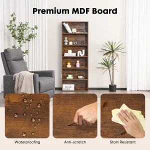 6 Tier Wooden Shelf Bookcase 63 Inch Tall Standing - Thumbnail Image 3