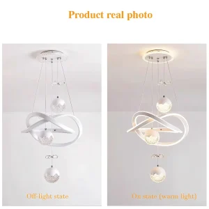 LED Chandelier with Three Spherical Lamps - Thumbnail Image 3