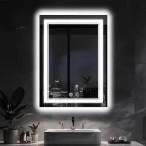 LED Mirror with Lights, Anti-Fog Wall Mount Dimmable Touch Control Backlit