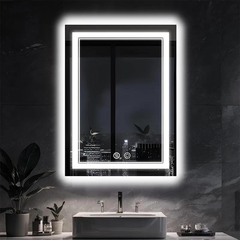 LED Mirror with Lights, Anti-Fog Wall Mount Dimmable Touch Control Backlit - Image 1