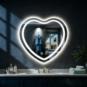 Heart-shaped LED Mirror Wall Mount, Anti-Fog Dimmable with Touch Control & Brightness Memory - Thumbnail Image 9
