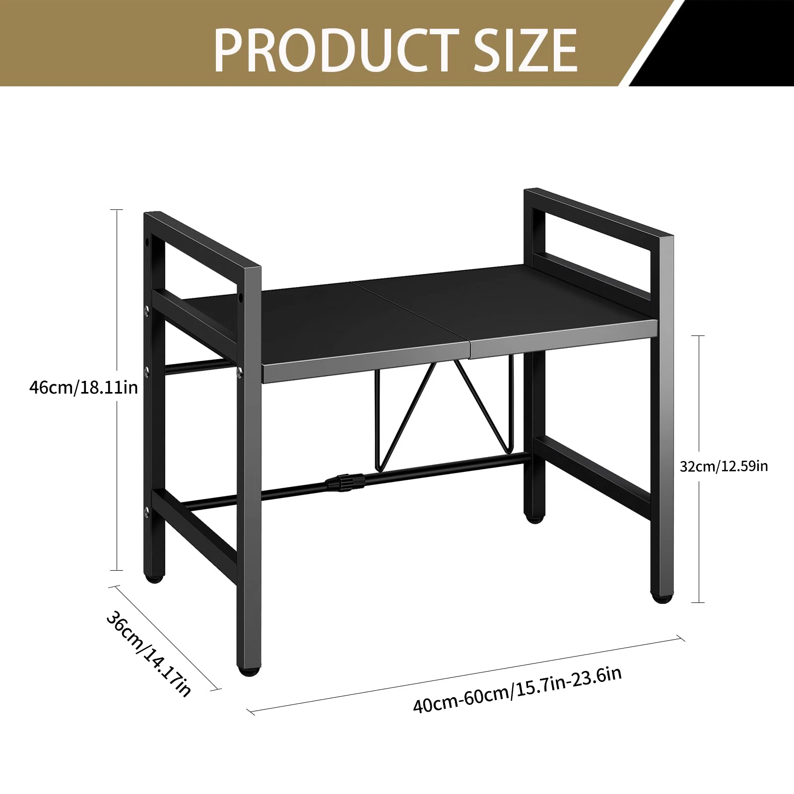 1pc Expandable 42-64cm Microwave Shelf Organizer - Image 2
