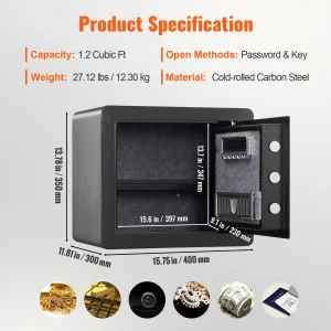 1.2/0.5 Cubbic Ft Electronic Safe Deposit  Box W/ Digital Access & Override Keys - Thumbnail Image 7