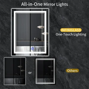 LED Mirror with Lights, Anti-Fog Wall Mount Dimmable Touch Control Backlit - Thumbnail Image 5