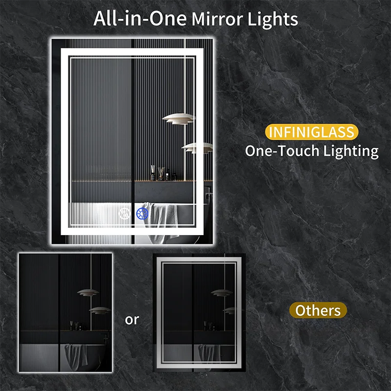 LED Mirror with Lights, Anti-Fog Wall Mount Dimmable Touch Control Backlit - Image 5