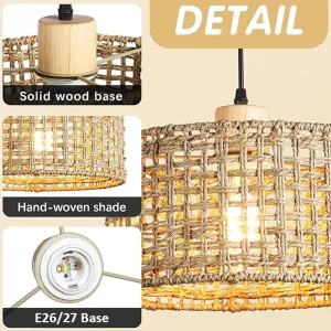 Wicker Rattan Pendant Lamp Chandelier - Thumbnail Image 5