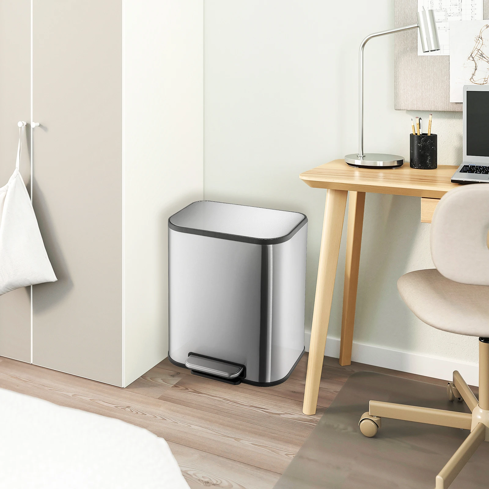 20/50L Stainless Steel Kitchen Trash Can Soft-Close Lid - Removable Inner Bucket  Hands-Free - Image 3