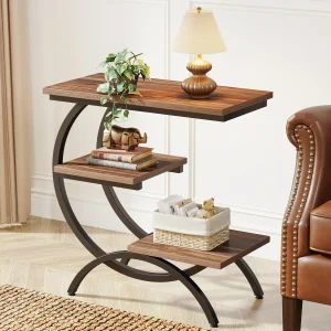 C-Shaped End Table,3-Tier