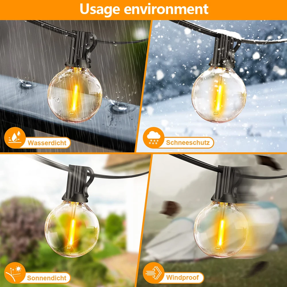 Outdoor LED Waterproof  String Light EU Plug Shatterproof Bulb - Image 6