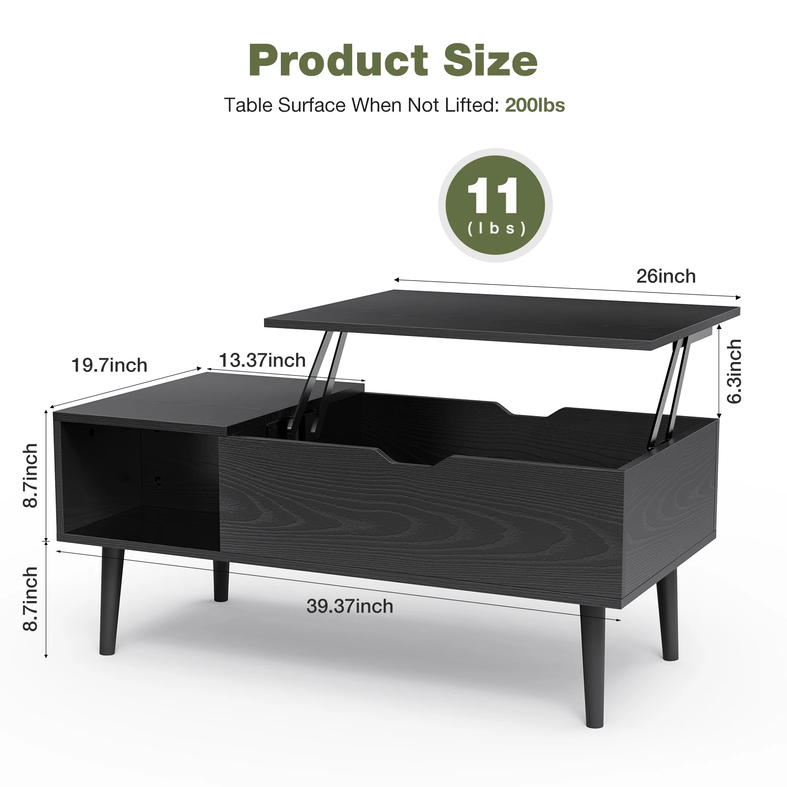 Lift Top Coffee Tables 39.37"x19.7" - Image 3
