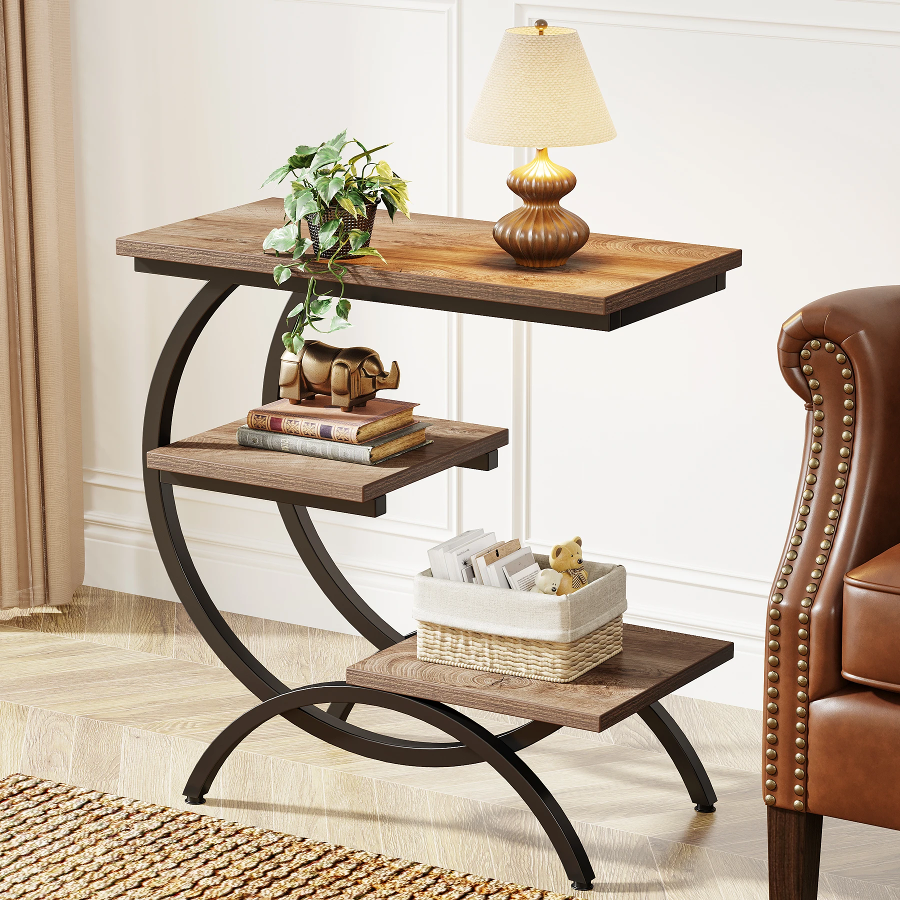 C-Shaped End Table,3-Tier - Image 7
