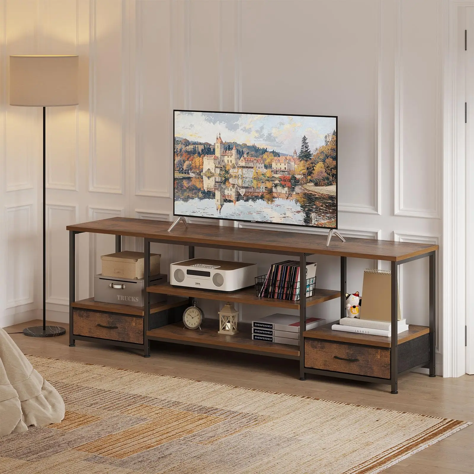 63IN Wooden Tv Stand For Up To 75 Inch TV Entertainment Center - Image 1