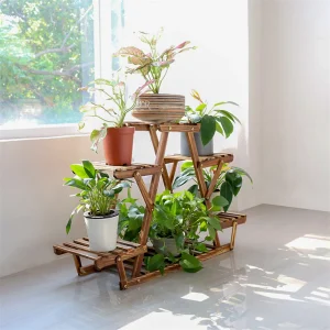 6 Tiered Corner Wood Plant Stand - Thumbnail Image 6