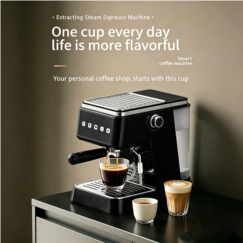 Espresso Coffee Machine Fast Heat Auto Extraction Milk Frother - Image 5