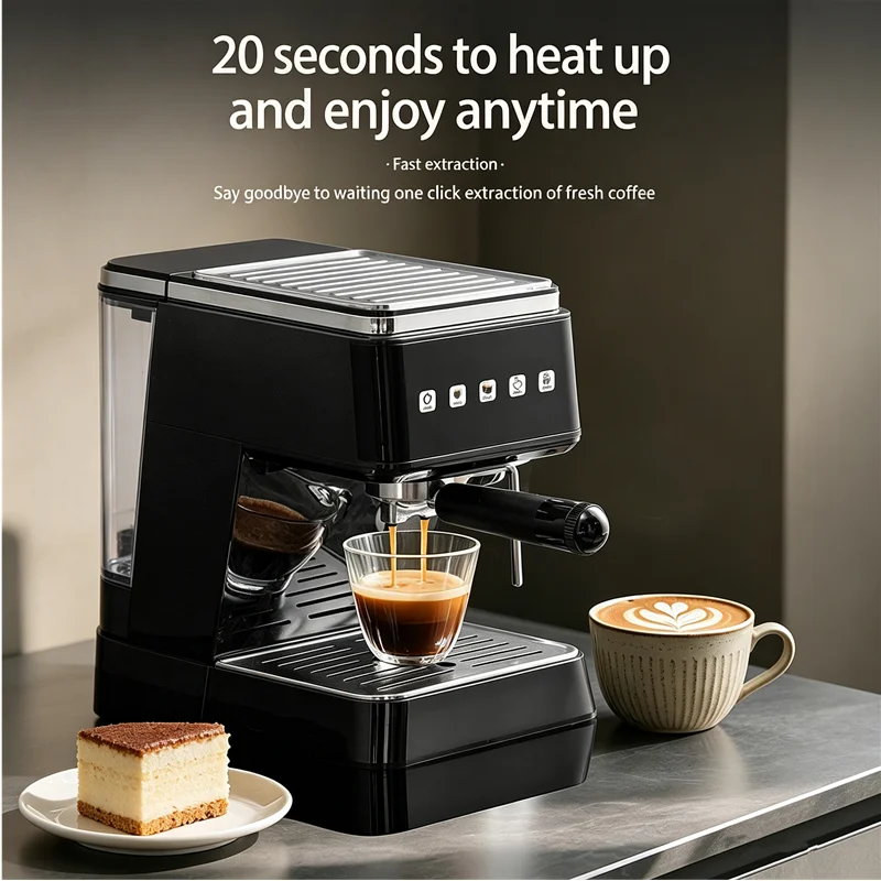 Espresso Coffee Machine Fast Heat Auto Extraction Milk Frother - Image 1