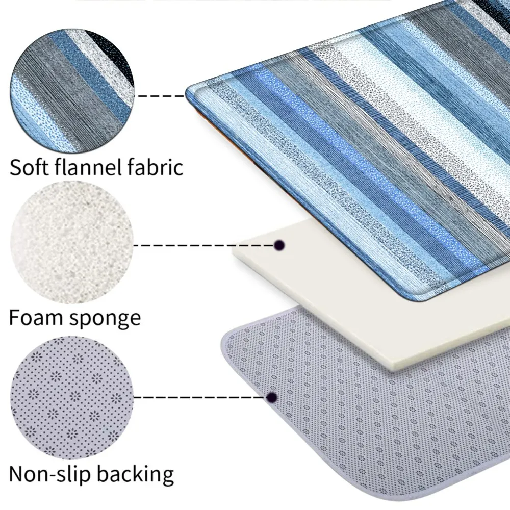 Multi Shade Blue Grey White Stripe Runner Rug - Image 3