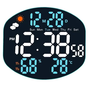 Weather Station Large Digital Wall Clock TEMP Alarm - Thumbnail Image 8