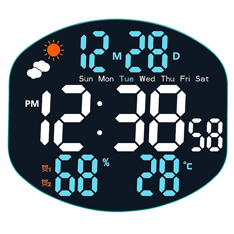 Weather Station Large Digital Wall Clock TEMP Alarm - Image 8