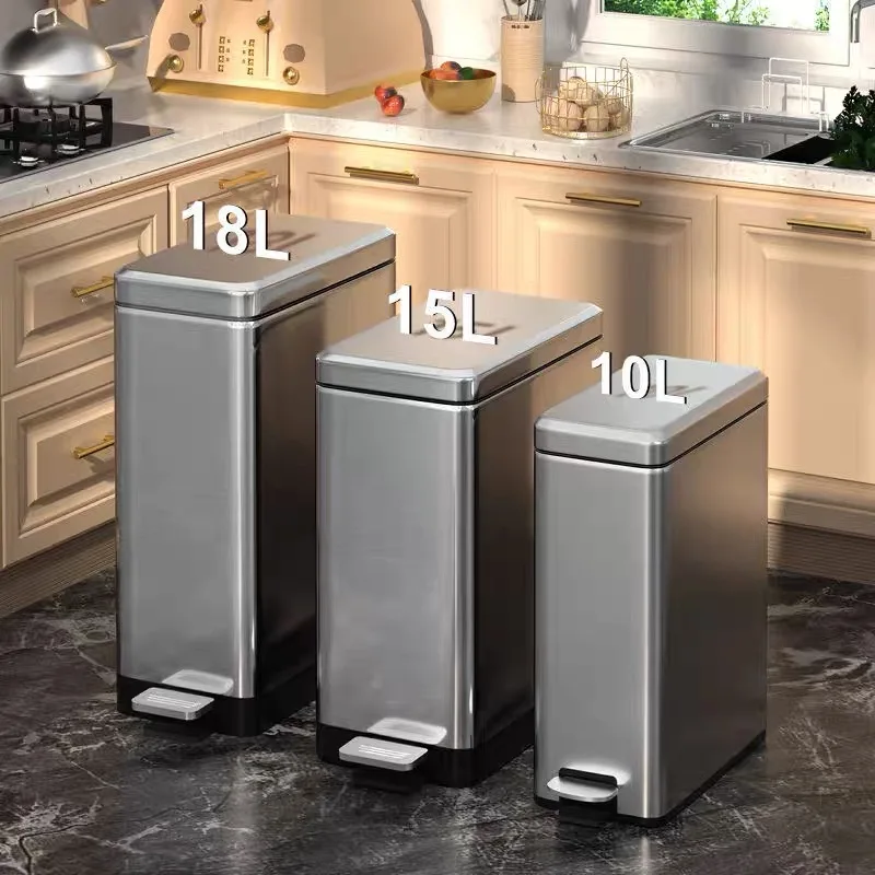 Feet With Lid Garbage Can Household Stainless Steel Large Capacity - Image 1