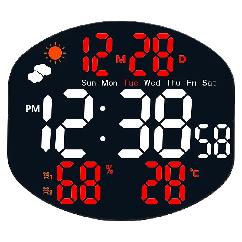 Weather Station Large Digital Wall Clock TEMP Alarm - Image 7