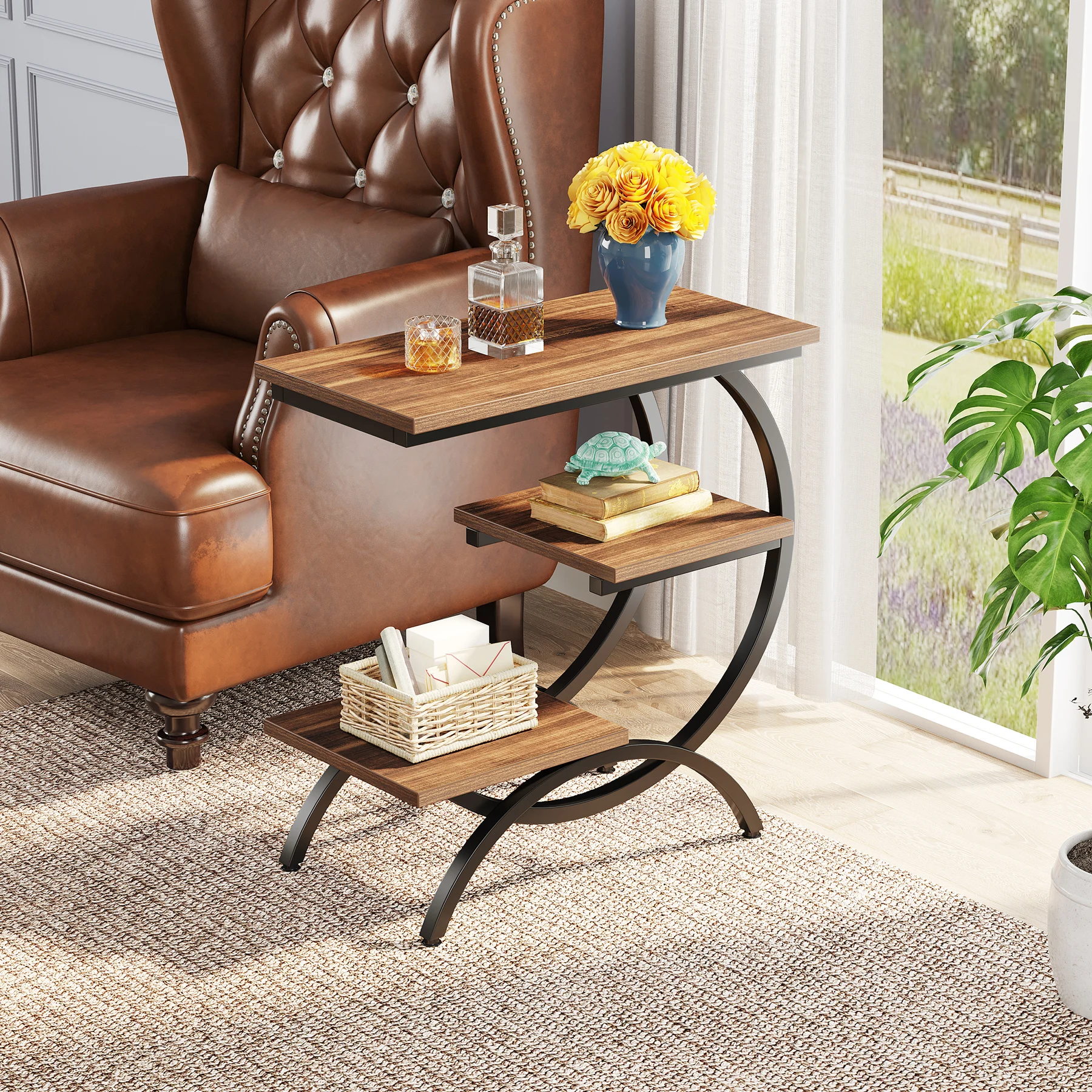 C-Shaped End Table,3-Tier - Image 2