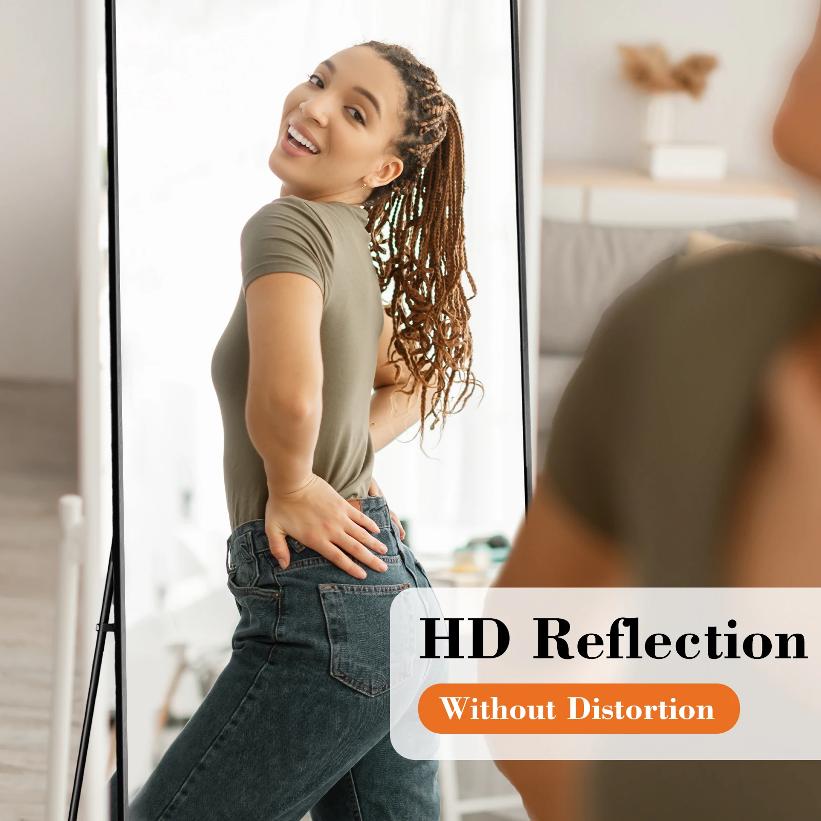 68"x26" Full Length Mirror Free Standing Aluminum Frame - Image 3