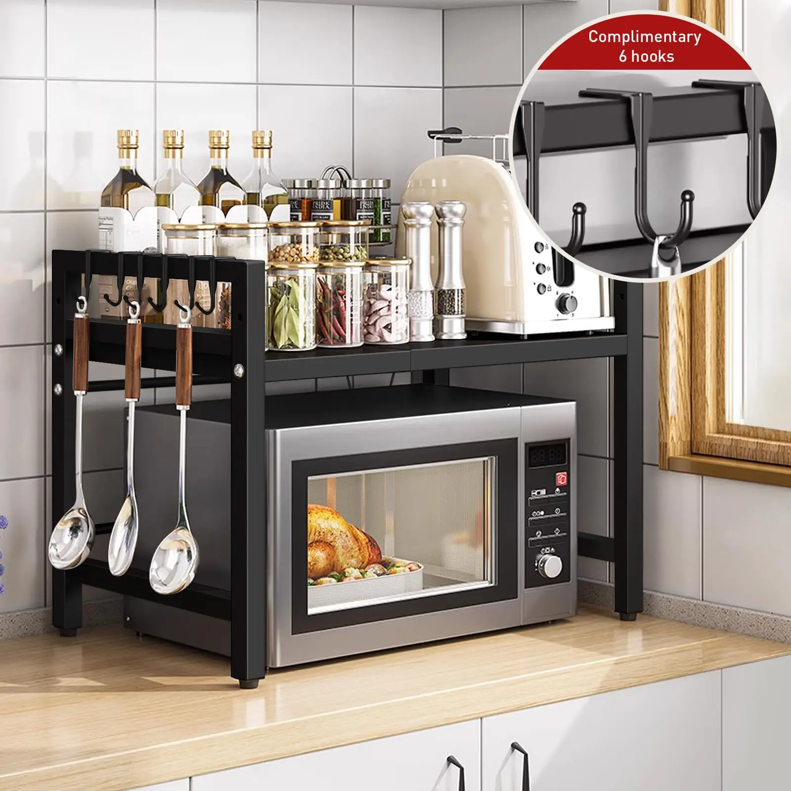 1pc Expandable 42-64cm Microwave Shelf Organizer - Image 1