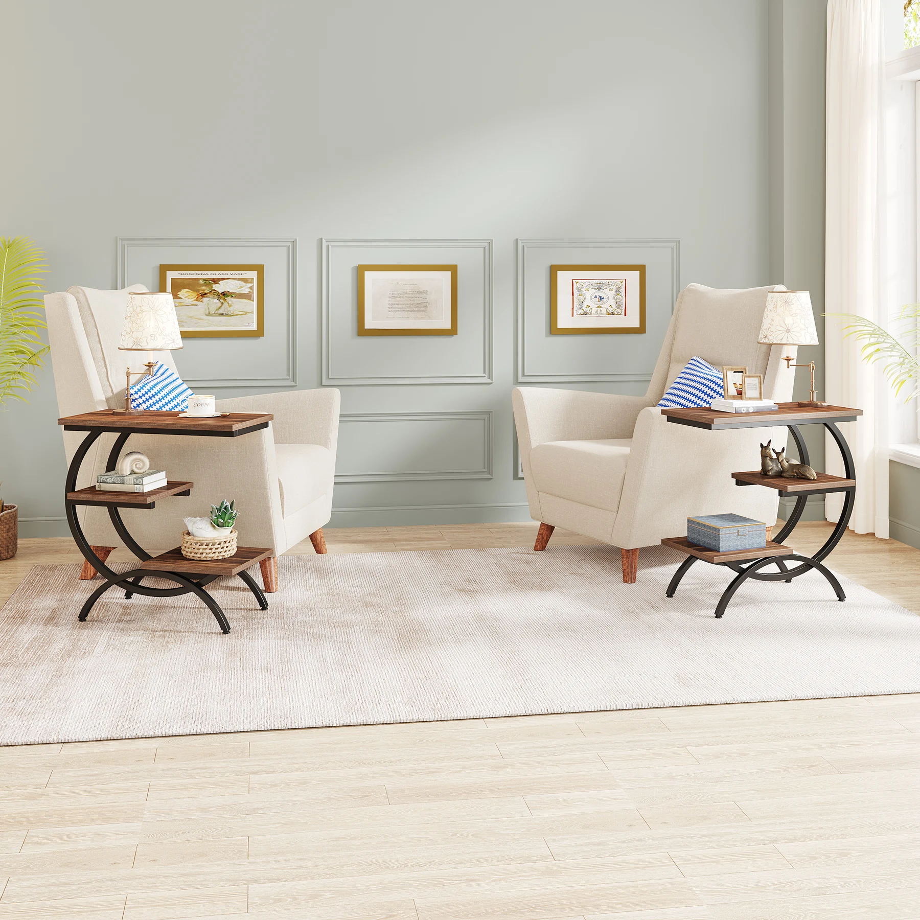 C-Shaped End Table,3-Tier - Image 6
