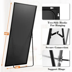 68"x26" Full Length Mirror Free Standing Aluminum Frame - Thumbnail Image 2