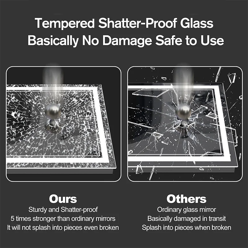LED Mirror with Lights, Anti-Fog Wall Mount Dimmable Touch Control Backlit - Image 7