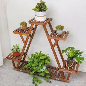 6 Tiered Corner Wood Plant Stand - Thumbnail Image 3