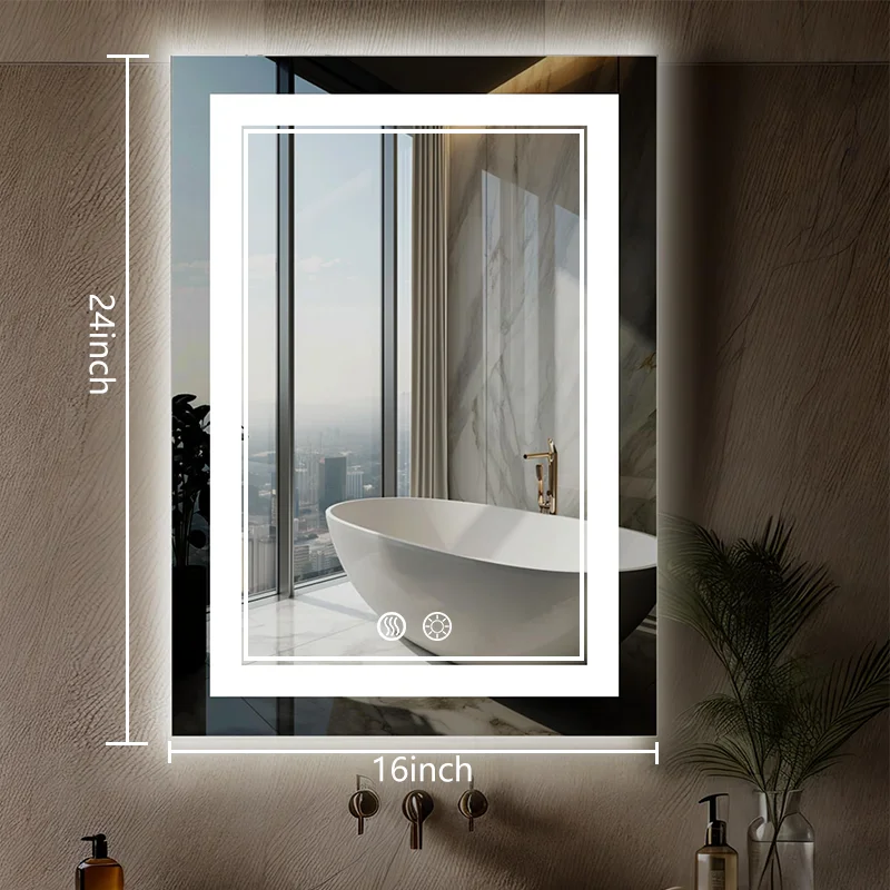 LED Mirror with Lights, Anti-Fog Wall Mount Dimmable Touch Control Backlit - Image 6