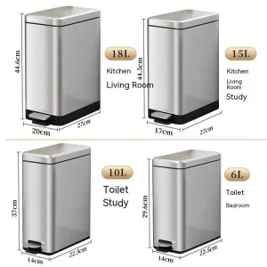 Feet With Lid Garbage Can Household Stainless Steel Large Capacity - Thumbnail Image 4