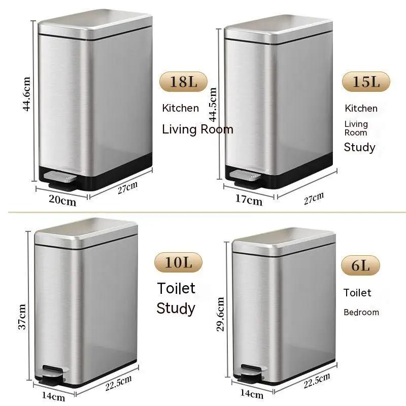 Feet With Lid Garbage Can Household Stainless Steel Large Capacity - Image 4