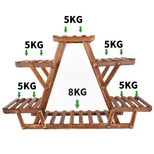 6 Tiered Corner Wood Plant Stand - Thumbnail Image 5