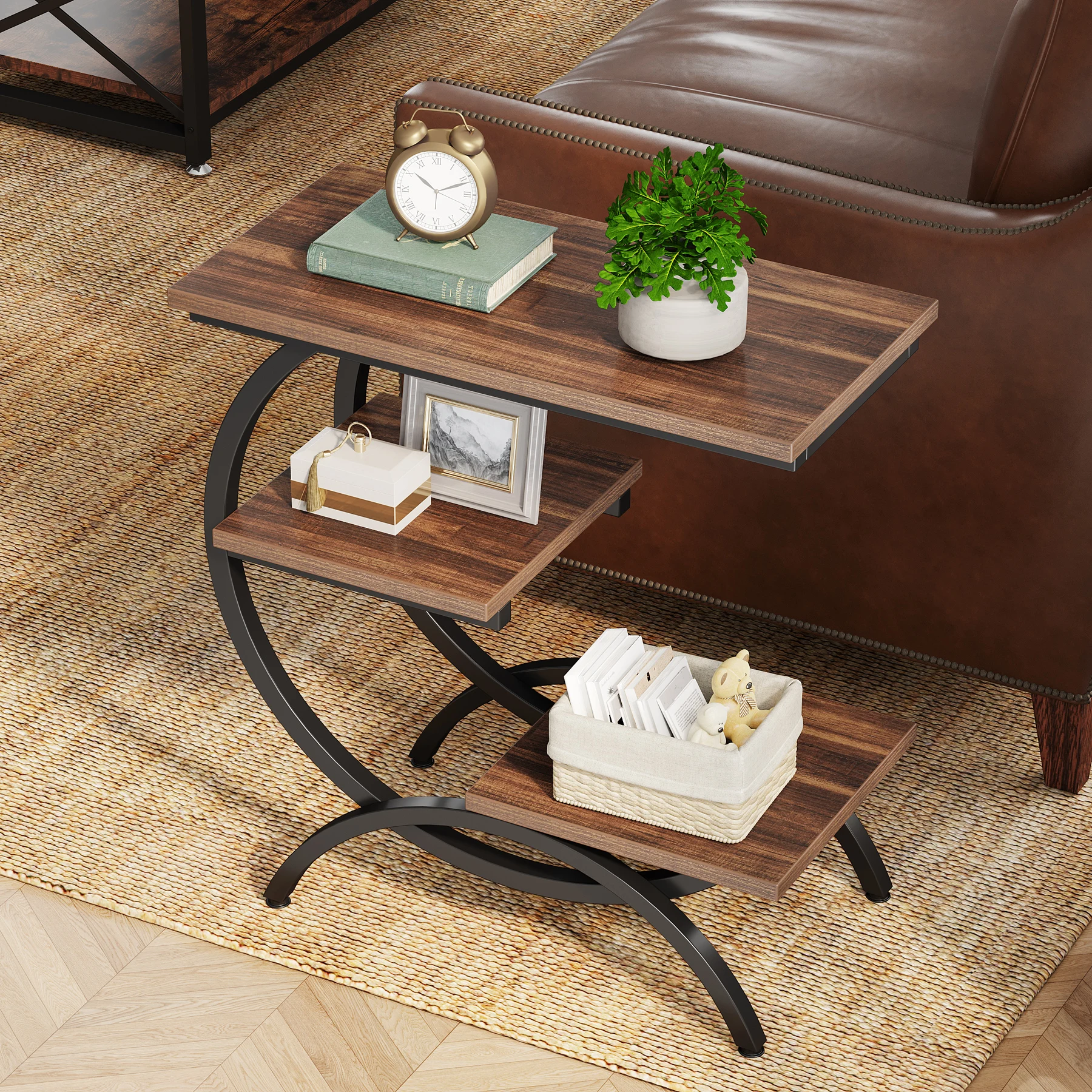 C-Shaped End Table,3-Tier - Image 5
