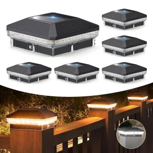 6/12 Pack 4x4 Solar Post Lights Outdoor, 40 LEDs 30 Lumens  3 Modes