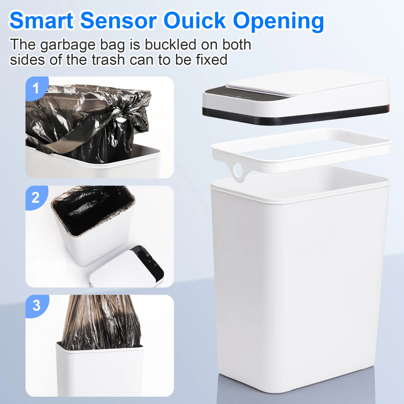 2 Pack 12L & 18L Automatic Trash Can Touchless Motion Sensor - Image 5