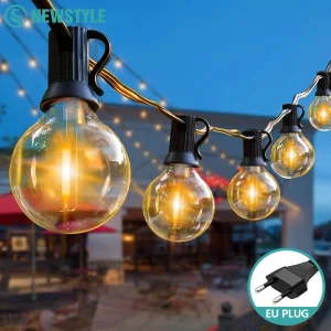 Outdoor LED Waterproof  String Light EU Plug Shatterproof Bulb - Thumbnail Image 2