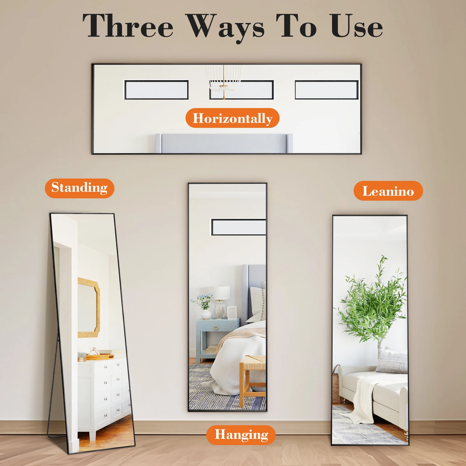 68"x26" Full Length Mirror Free Standing Aluminum Frame - Image 5