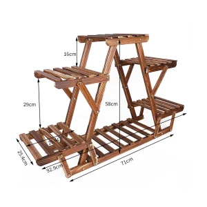 6 Tiered Corner Wood Plant Stand - Thumbnail Image 4