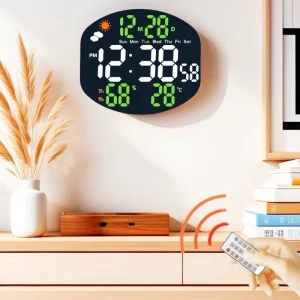 Weather Station Large Digital Wall Clock TEMP Alarm
