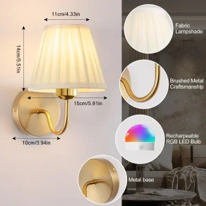 Battery-Powered Wall Light, Wireless Charging Remote Control, Dimmable, - Thumbnail Image 2