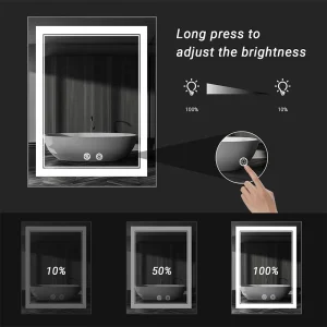 LED Mirror with Lights, Anti-Fog Wall Mount Dimmable Touch Control Backlit - Thumbnail Image 4