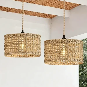 Wicker Rattan Pendant Lamp Chandelier